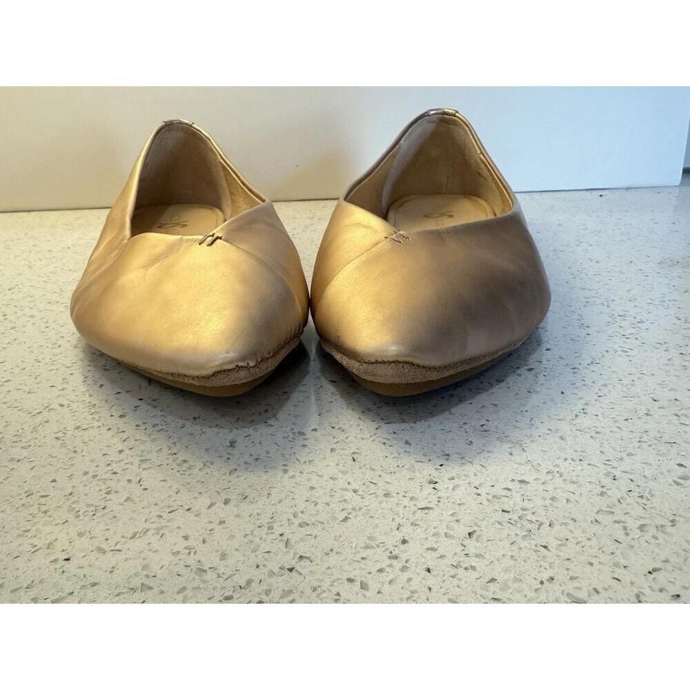 Yosi Samra Womens Valentina Flats Leather Metallic Rose Gold Slip On Mule Sz 9